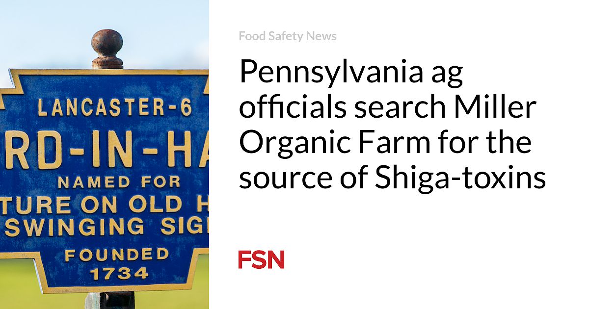 Pennsylvania Department of Agriculture Conducts Search at Miller's Organic Farm - 4427217